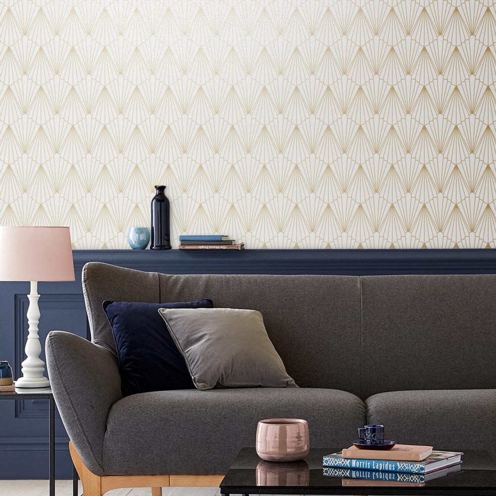 Rene Wallpaper 105926 by Graham & Brown in Shimmer Gold